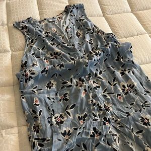 J Jill Blue Floral Sleeveless XL Shirt